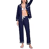 EA'S SECRET Womens Pajama Sets 100% Cotton Long Sleeve Shirt and Pants Soft Sleepwear Loungewear Button Down Pj Set