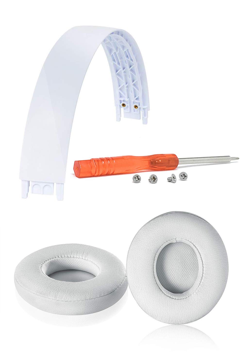 Solo3 Earpads + Top Headband Repair Kit Parts for Beats Solo 3 Wireless and Solo 2 Wireless Headphones (White Headband+White Earpads)