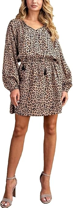 tassel tie leopard print dress