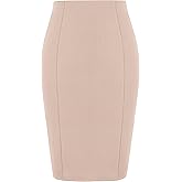 Kate Kasin Womens Knee Length Elastic Waist Stretchy Bodycon Plaid Business Pencil Skirt