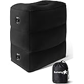 Sunany Inflatable Foot Rest Pillow , Adults Airplane Travel Pillow-Adjustable Height Cushions,for Kids to Sleep While Traveling,Suitable for Office, Home and Any Travel(Black)