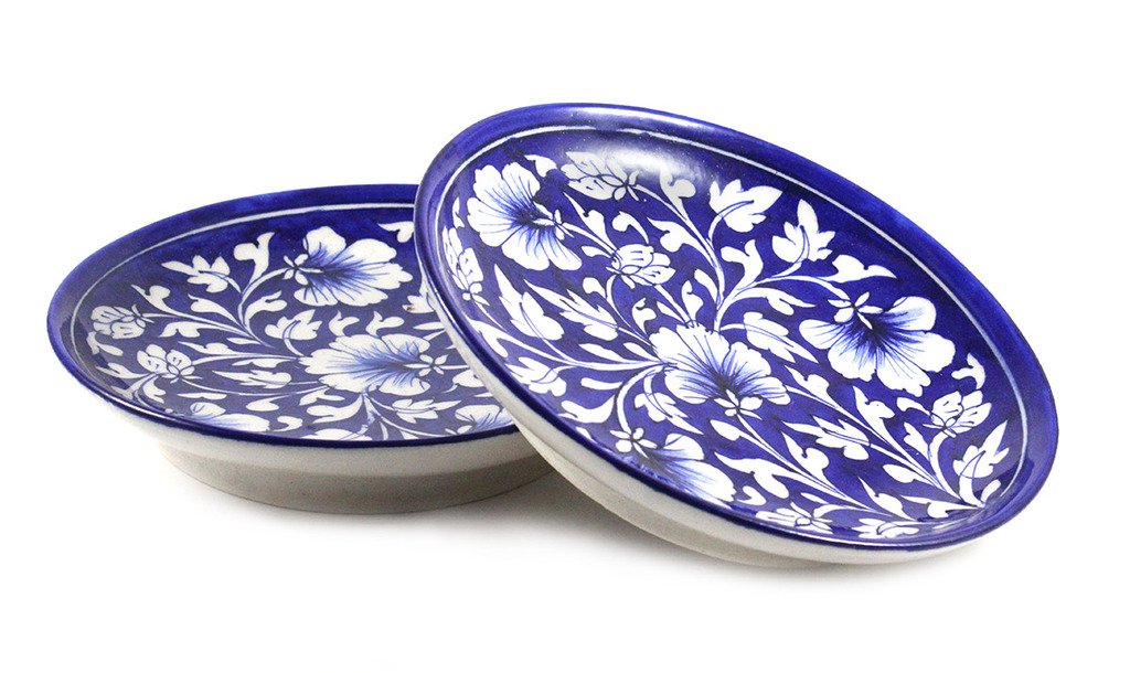 Buy India Meets India Handmade Ceramic Wall Plate 8" Set of 2 for Home