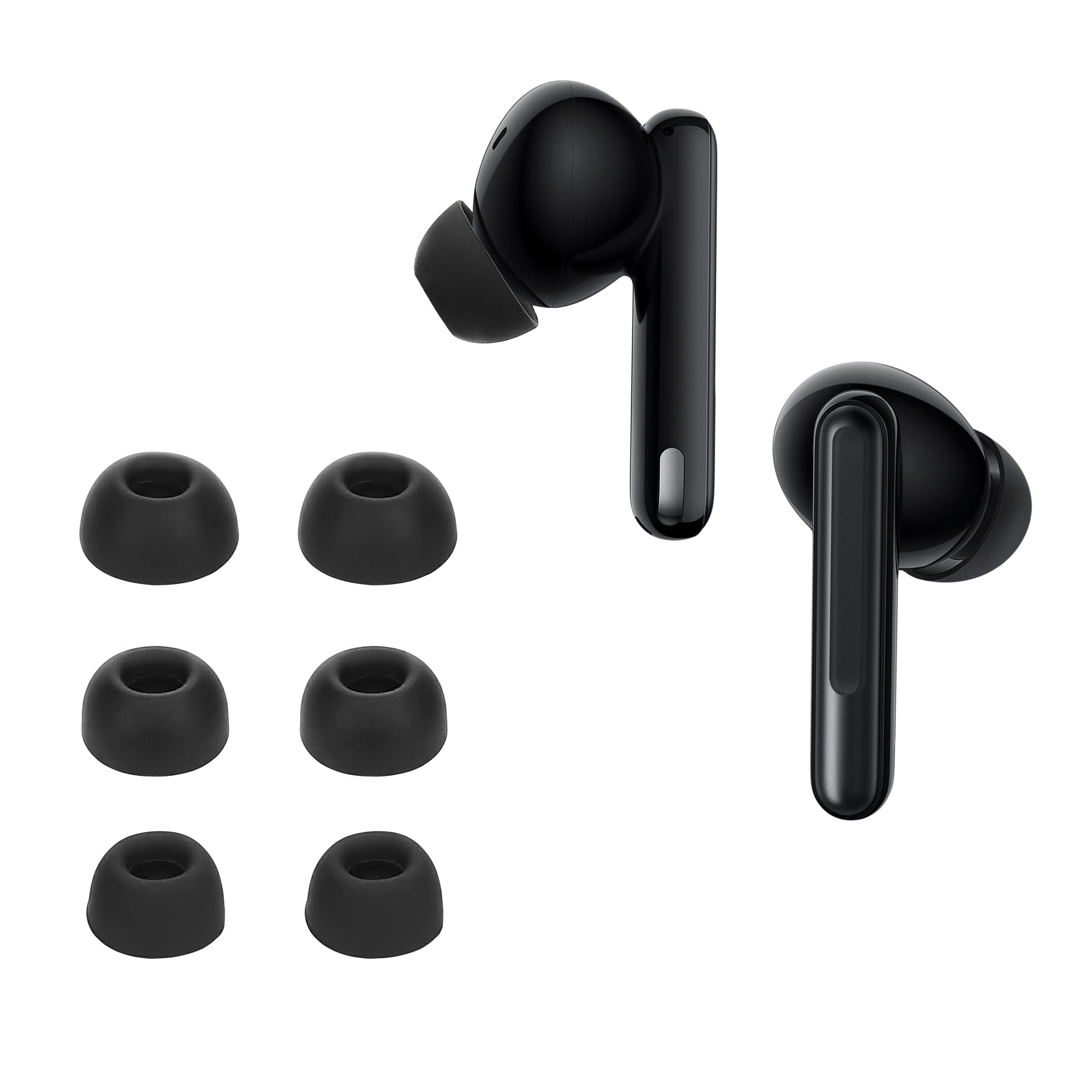 kwmobile 6x Replacement Ear Tips Compatible with Oppo Enco Free2 / Enco Free 2i / Enco X - Silicone Tips for Earphones - Black