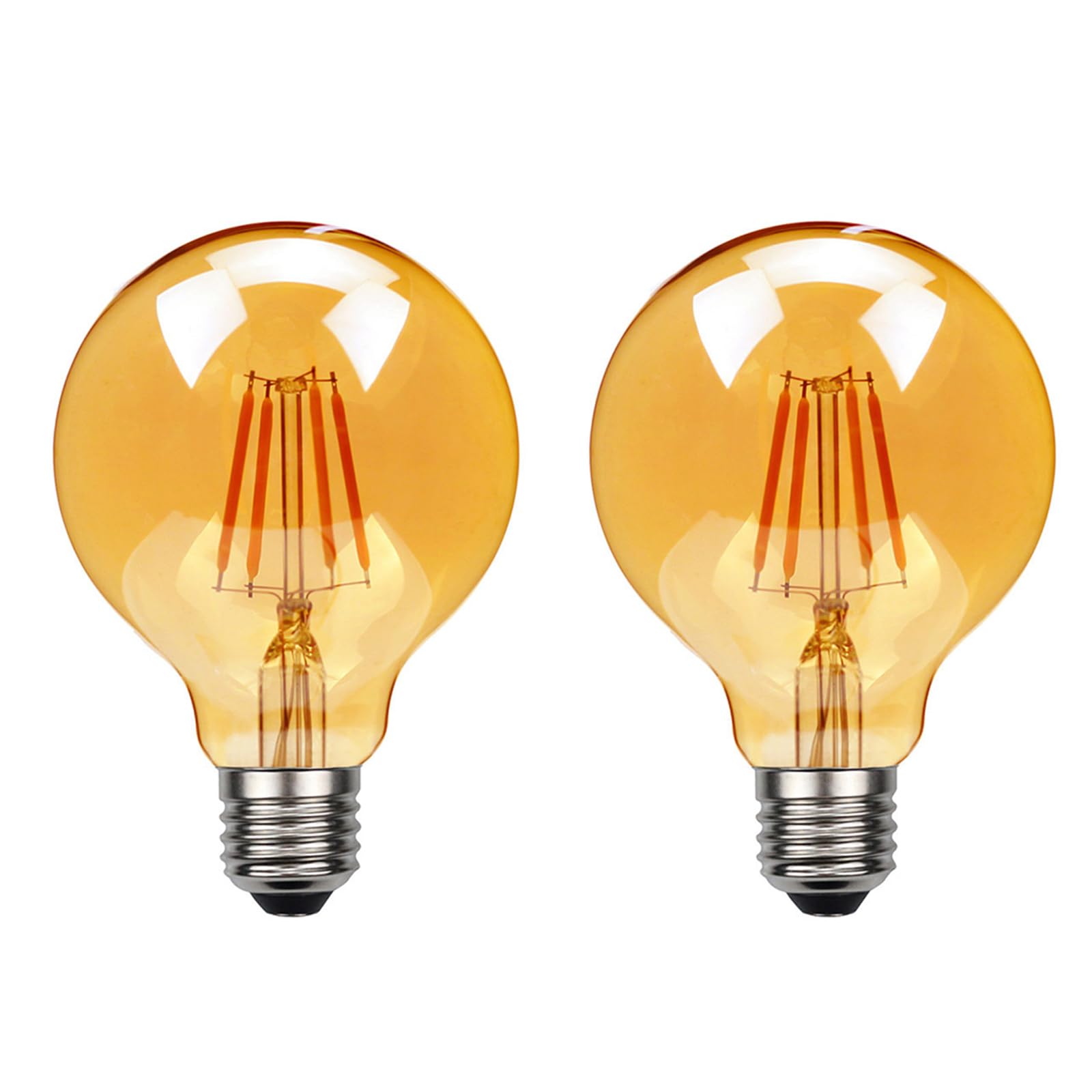 E27 Edison Screw Globe G80 LED Filament Bulb, 80MM Diameter, 6W Energy Saving, Equivalent to 60W Incandescent, Smoked Gold Glass, 2700K Warm White, 600LM, 360° Beam Angle, Not dimmable, Pack of 2