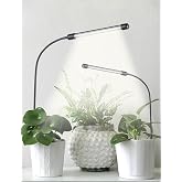 Grow Lights for Indoor Plants Full Spectrum, Plant Lights for Indoor Growing, 48 LEDs Ground Plug Grow Light with Gooseneck, Auto Timer &amp; Dimmable Settings, Ideal for Small and Indoor Plants, 2 Packs
