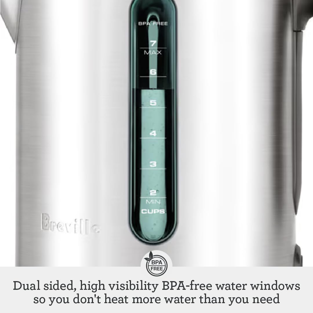 Breville BKE700BSS Hervidor de agua caliente pura con tapa blanda, 7 tazas, acero inoxidable cepillado