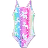 Nokecina Girls Swimsuits One-Piece Bathing Suits Multicolor Kids Sport Summer Beach Swimwear for 2-10 Years Old