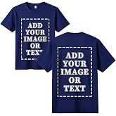 FEEGO Thickened Cotton Short Sleeve Custom T-Shirts,Front &amp; Back Print,Personalized with Your Photo,Fit for Men Women