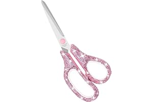 Multibey Pink Rhinestone Scissors 7.7 Inch - Stainless Steel Cute Scissors for Crafting, Office, Home & Glitter Gifts - with 