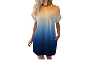 Tthxqing Womens Summer Dresses Pajamas with Pockets Boho Beach Short Sleeve Loose Flowy Sundresses Women Beach Casual Tshirt