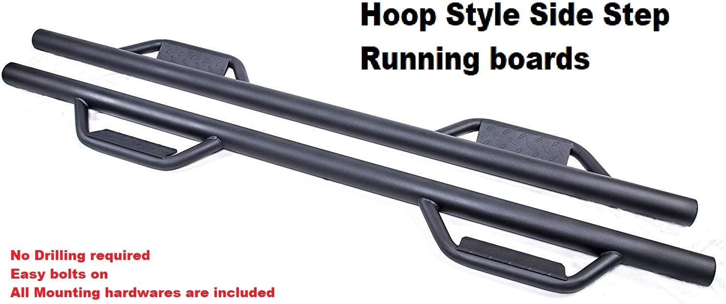 Ajaa 2019-2020 Fit Chevy Silverado GMC Sierra Crew Cab (4 Full Door) Black Side Steps (No fit for Diesel Models) (Nerf Bars | Side Steps | Side Bars) (Hoop Style)