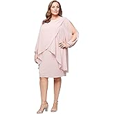 S.L. Fashions Women's Long Sleeve Chiffon Short Cocktail Dress, Mother of The Bride Gown (Plus Size)