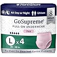 NorthShore GoSupreme Overnight Incontinence Underwear, 8-Hour Pullup Style, Large, 4 Count Trial, Pink, 36-48 inches, Unisex Adult Diapers