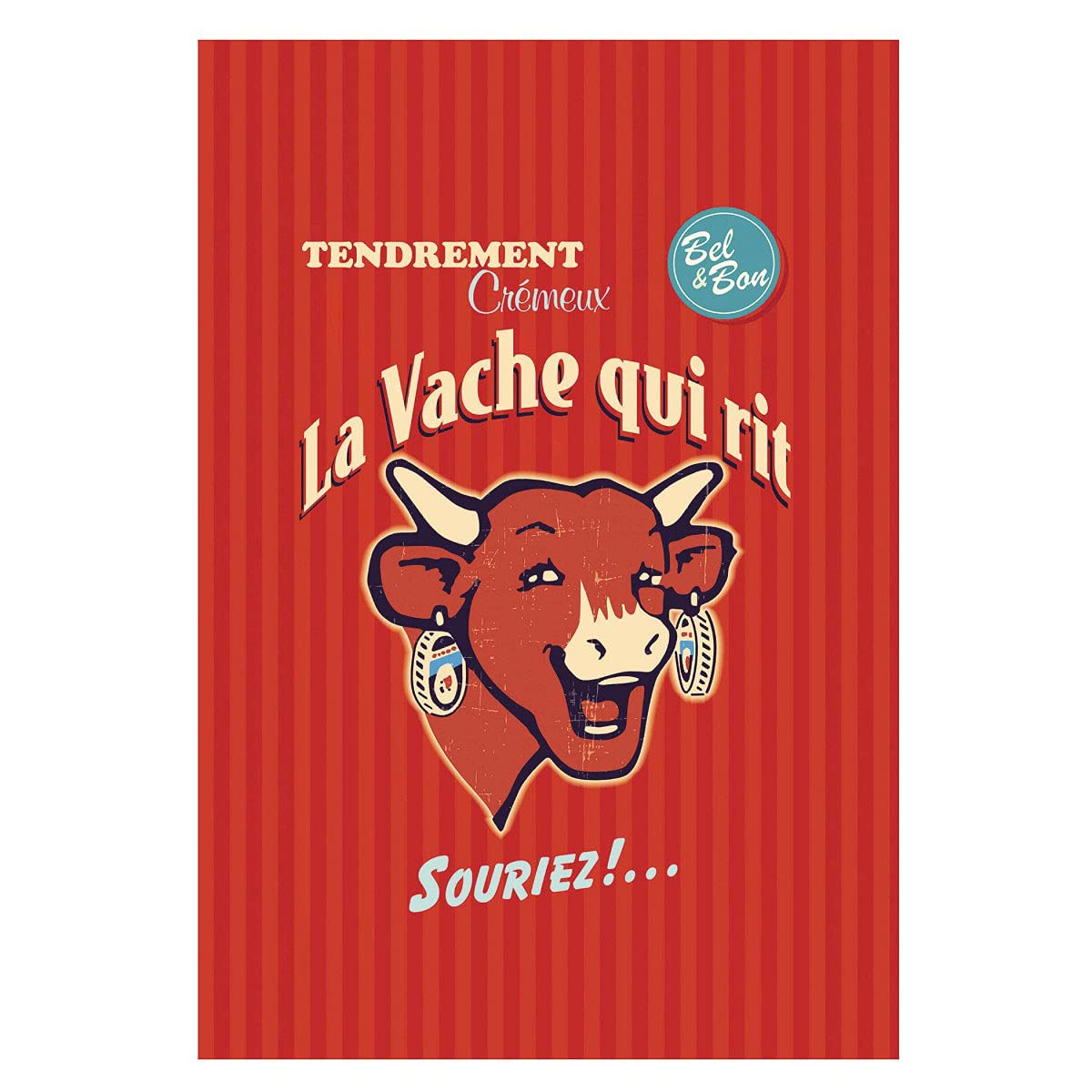 La Cow qui Laughing Retro Tea Towel Red