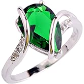 Psiroy 925 Sterling Silver Plated Simulated Emerald Quartz Pear Shaped Promise Ring