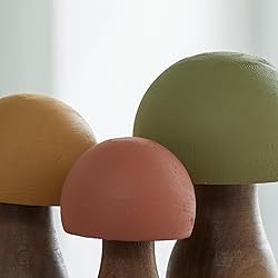 Wood Mushrooms, set of 3, yellow orange, custom