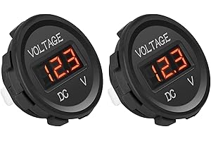 Car Digital Voltmeter Gauge, 2 Pieces DC 12V Car Voltage Gauge LED Display Waterproof Voltmeter Digital Round Panel Voltmeter