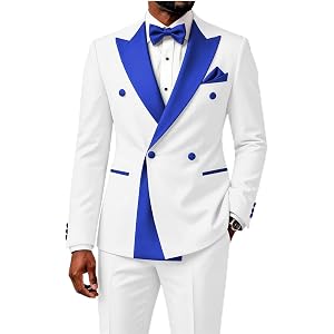 Suits for Men Slim Fit Double Breasted 2 Piece Mens Tuxedo Suit for Wedding | Formal Suit for Men Satin Peak Lapel, Groom Wed