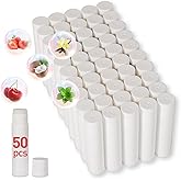 DMSKY 50 Pack Lip Balm Unlabeled, Natural Lip Balms Bulk Blank Tube, Lip Balm for Party Favors and Gift Basket Filling, Wedding or Baby Shower-5 Flavors