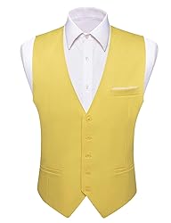 Barry.Wang Mens Yellow Vest Formal/Leisure V-neck