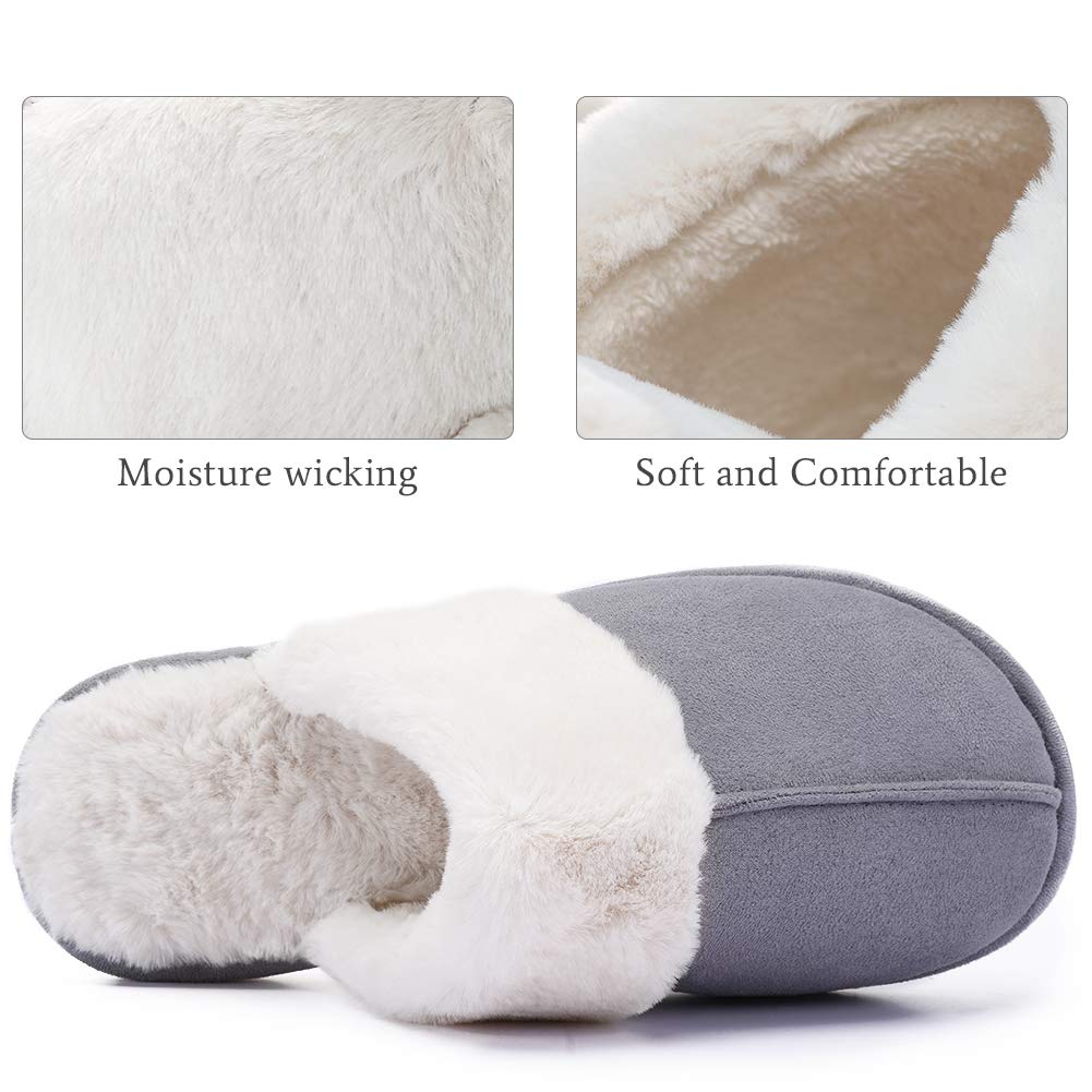 CAMEL CROWN Women\'s Comfort Fleece Memory Foam Slippers Slip-on Clog House Shoes Indoor Use (Dark Grey, 10-11 N (A) US)