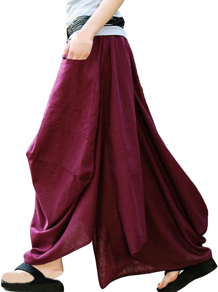 Serenely Women's Deconstruction Irregular Linen Skirt High Low Maxi Skirt