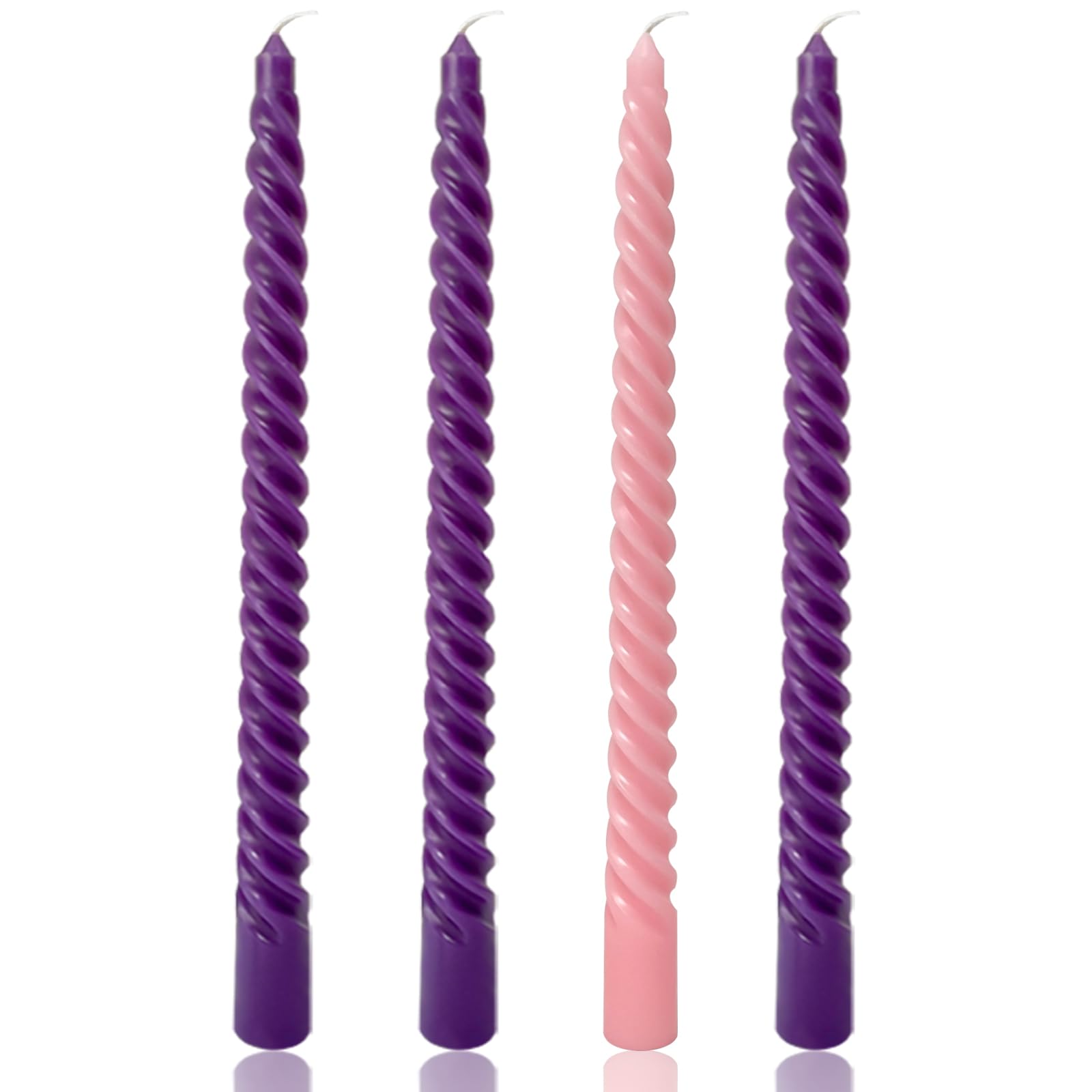 Photo 1 of 10 Inch Spiral Taper Candles Set for Advent Christmas, 4 Pack Advent Candlesticks for Seasonal Celebration