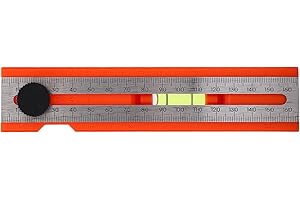 POCREATION Adjustable Position Marking Protractor Tool, Multi Angle Foldable Depth Measuring Ruler with Clear Horizontal Bubb