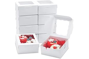 JOHOPACK 20 Pack 5x5x2.5 Inch Bakery Boxes, Cookie Boxes with window Treat Boxes Chocolate Covered Strawberries Boxes for Macaroon Dessert Cupcake Pastry Muffins