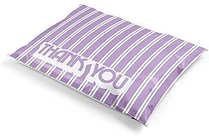 Shop4Mailers 10 x 13 Lavender Retro Striped Thank You Poly Bag Mailer Designer Poly Bag Mailer Envelopes 2 Mil (100 Pack, Purple)