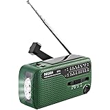 DEALPEAK Portable Hand Crank Self Powered FM/MW/SW Solar Power Emergency Radio with Flashlight Power Bank Phone Charger