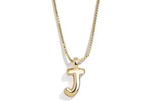 BaubleBar Gwen Mini Bubble Initial Necklace - Gold-Plated Bubble Letter Pendant, 17 Inch Chain with Lobster Clasp, Perfect Personalized Gift for Women