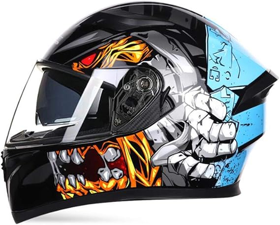 Amazon.com: LXHG Dual Visor Full Face Motorcycle Helmet, DOT Approved Street Bike Helmet 