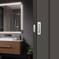 Malimali Pocket Door Pull and Edge Set, Stainless