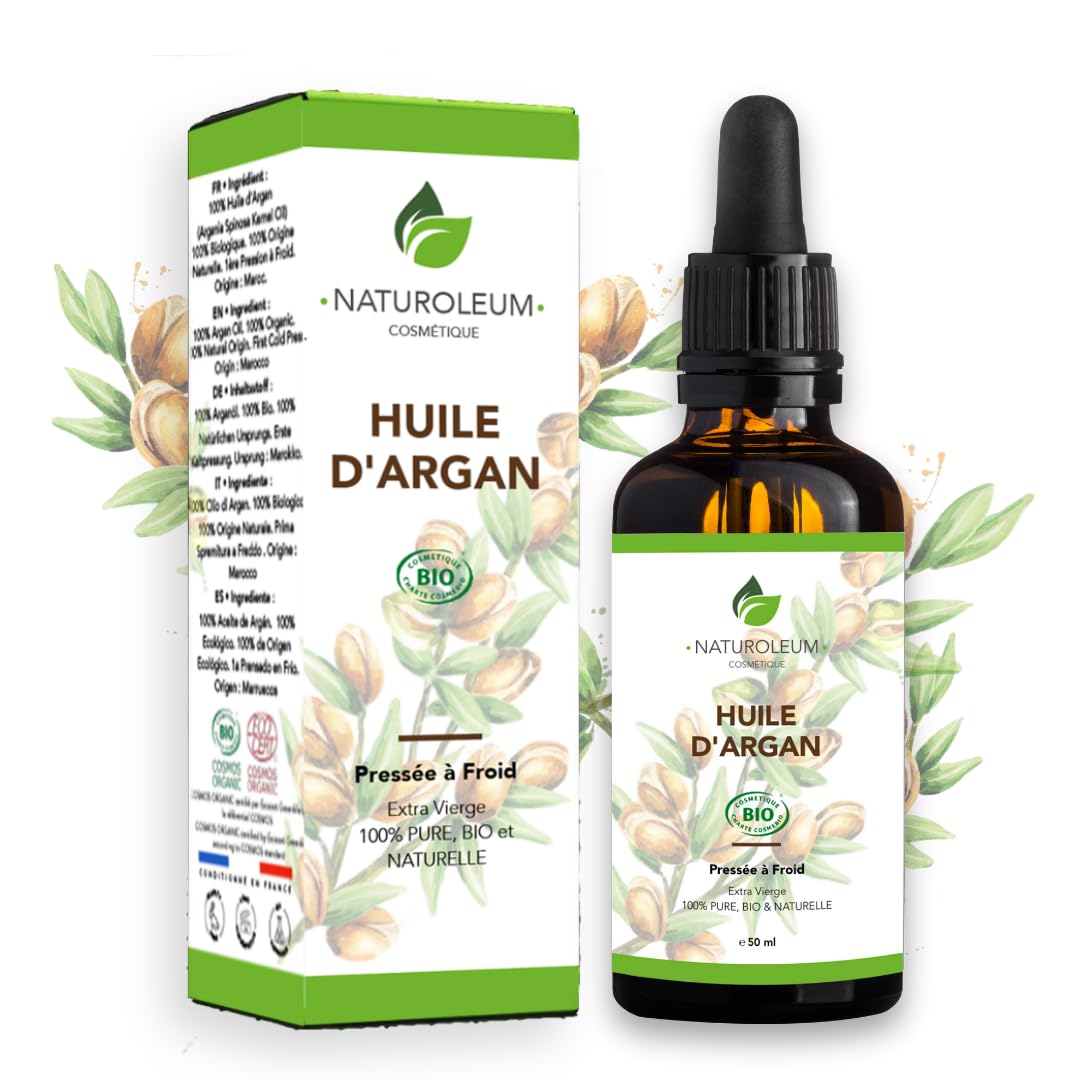 Pure Argan Oil – Cold Pressed, Certified Organic, Anti Aging Oil, Natural Moisturizer for Face, Skin, Hair, Nails and Body (50ml)