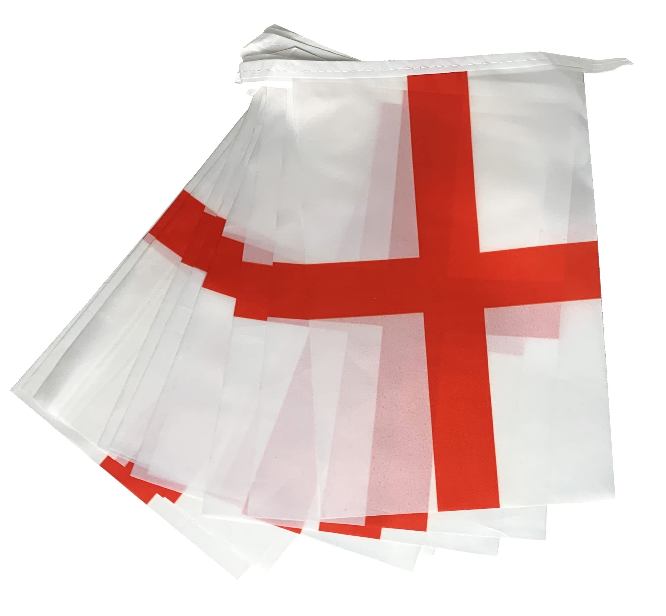 England Football Cricket Rugby Rectangle Bunting 10m Long 24 Large Fabric Flags (29cmx19cm) Eco Friendly Packaging Perfect for International Tournaments