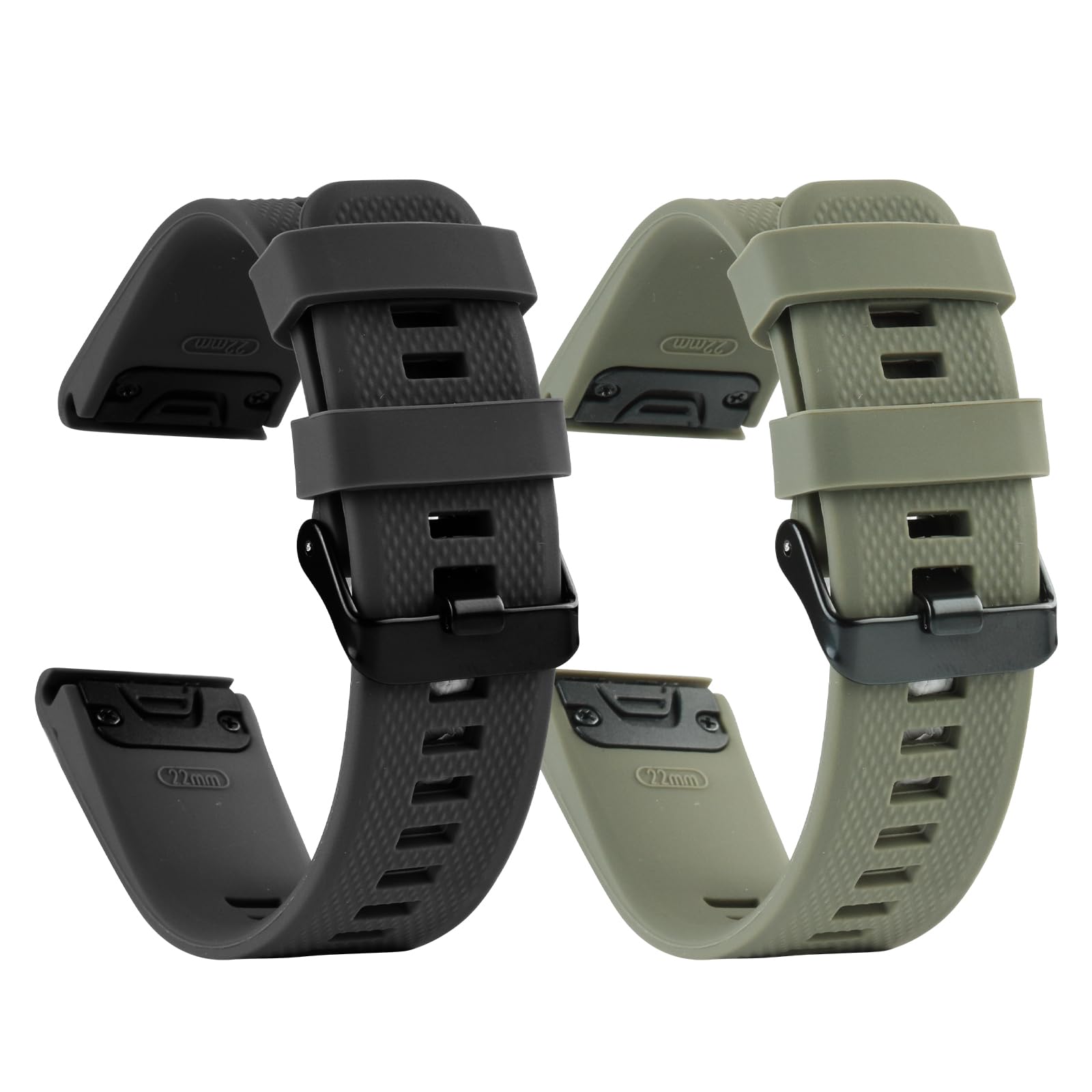 aceyoon 22mm Quick Fit Strap for Garmin Fenix 7 Pro/Fenix 7/Fenix 6/Fenix 5 Plus, Sport Silicone Replacement Watch Band for Garmin Forerunner 935/945/754/Approach S60/S62 (Black, Army Green)