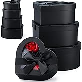 Resurhang 4 Pcs Valentine Flower Boxes Heart Shaped Boxes Floral Gift Box Assorted Sizes with Transparent Window Lids and Ribbons for Luxury Flower Gift Arrangements Wedding(Black)