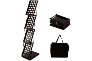 ARNOTEKS Foldable Brochure Display Stand Magazine Catalog Literature Rack Portable 4 Pockets with Carrying Bag，Stable Not Eas