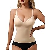 USEASY Tank Top With Bulit in Bra for Women V neck Traceless Shapewear Slimming Compression Camisole