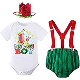 MOMMY'S NEW MAN Toddler Baby Boys First Birthday Melon Birthday Outfit Romper Top + Shorts + Suspenders Photo Shoot Clothes