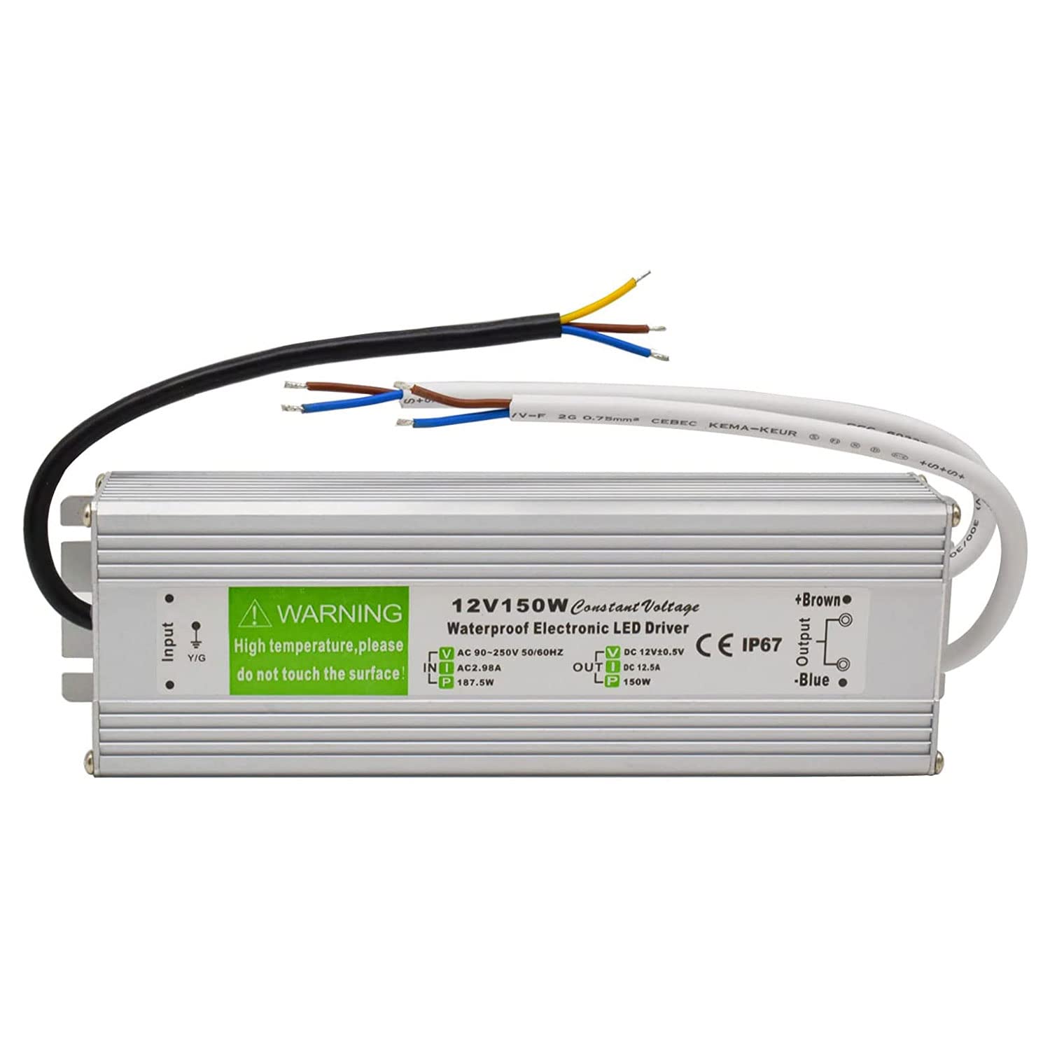 LEDSOne DC 12V Waterproof IP67 LED Driver Transformer for LED Light AC12. 5A - 150W UK