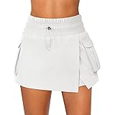 Hragc Women's High Waisted Side Slit Athletic Tennis Mini Skirt Skort for Women Pleated Golf Skater Skirts with Shorts Pocket