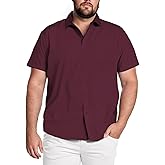 COOFANDY Big & Tall Shirts for Men Short Sleeve Button Down Casual Dress Shirts