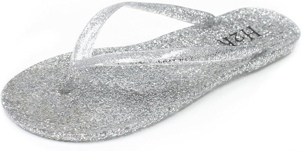 Amazon.com | H2K Jelly Flip Flops for Women, EVE' Women's Beach Jelly Glittery Sheen Slip-On 