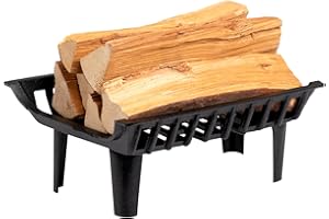 DOEWORKS 18 inch Fireplace Grate Cast Iron Fire Place Grates Heavy Duty Wood Stove Chimney Burning Rack Holder