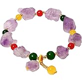XHUUU Reiki Raw Amethyst Beaded Bracelets Love Good Luck Irregular Spiritual Crystals Stretch Bracelets for Women Protection Balance Meditation Jewelry