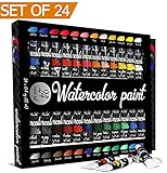 Watercolor Painting Kit, 24 Colors - Premium Quality High - Eco Friendly (MSDS)