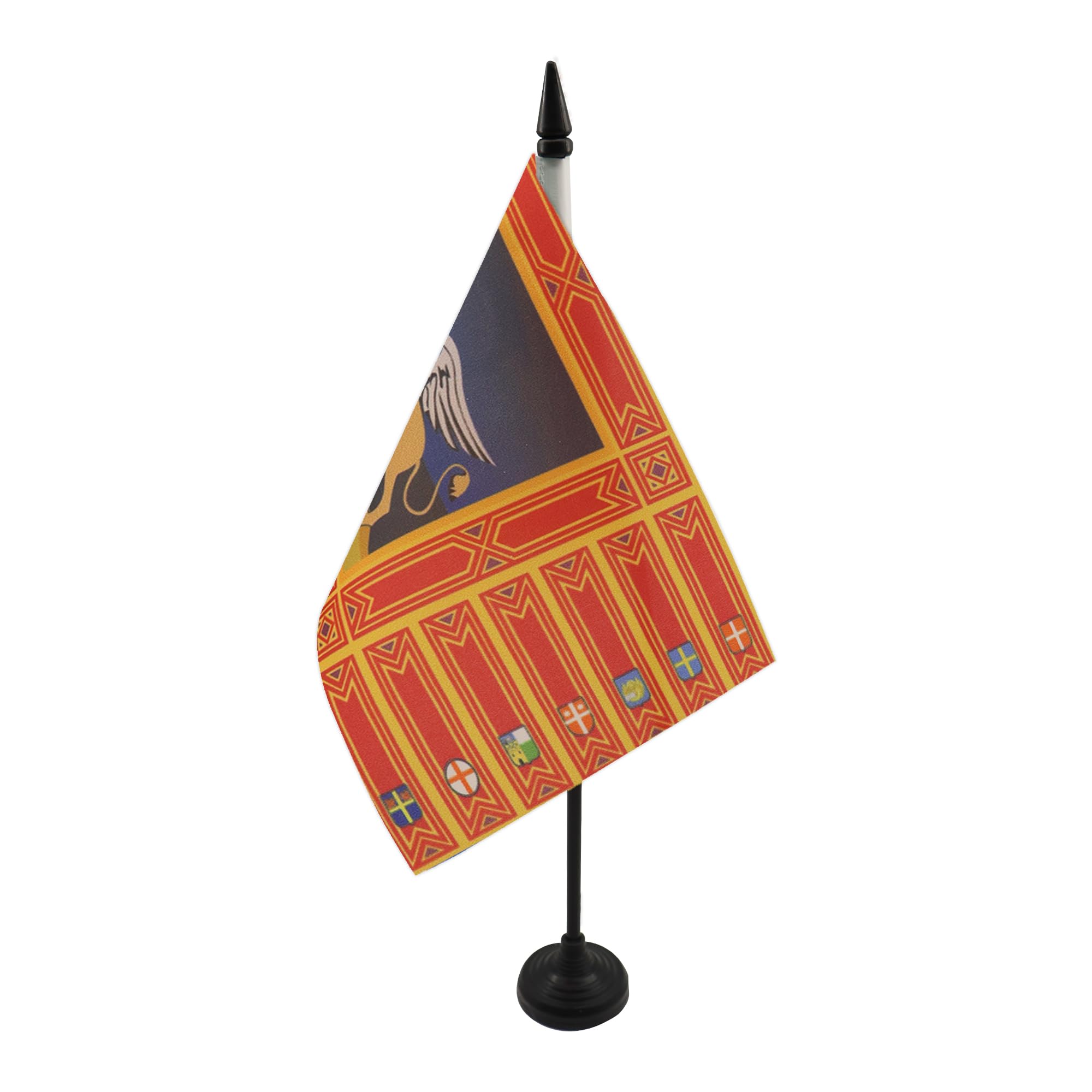 AZ FLAG Veneto Table Flag 5'' x 8'' - Italian Region Office Decoration 100% Polyester 21 x 14 cm - Mini Desk Flag with Pole and Black Plastic Base