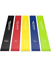 Semx Resistance Bands, [Set of 5] Exercise Bands with E-Book/User Guide/Carry Bag, Resistance Loop Bands for Yoga/Pilates/Stretching/Strengthening/Fat Burning Exercises/Physical Therapy